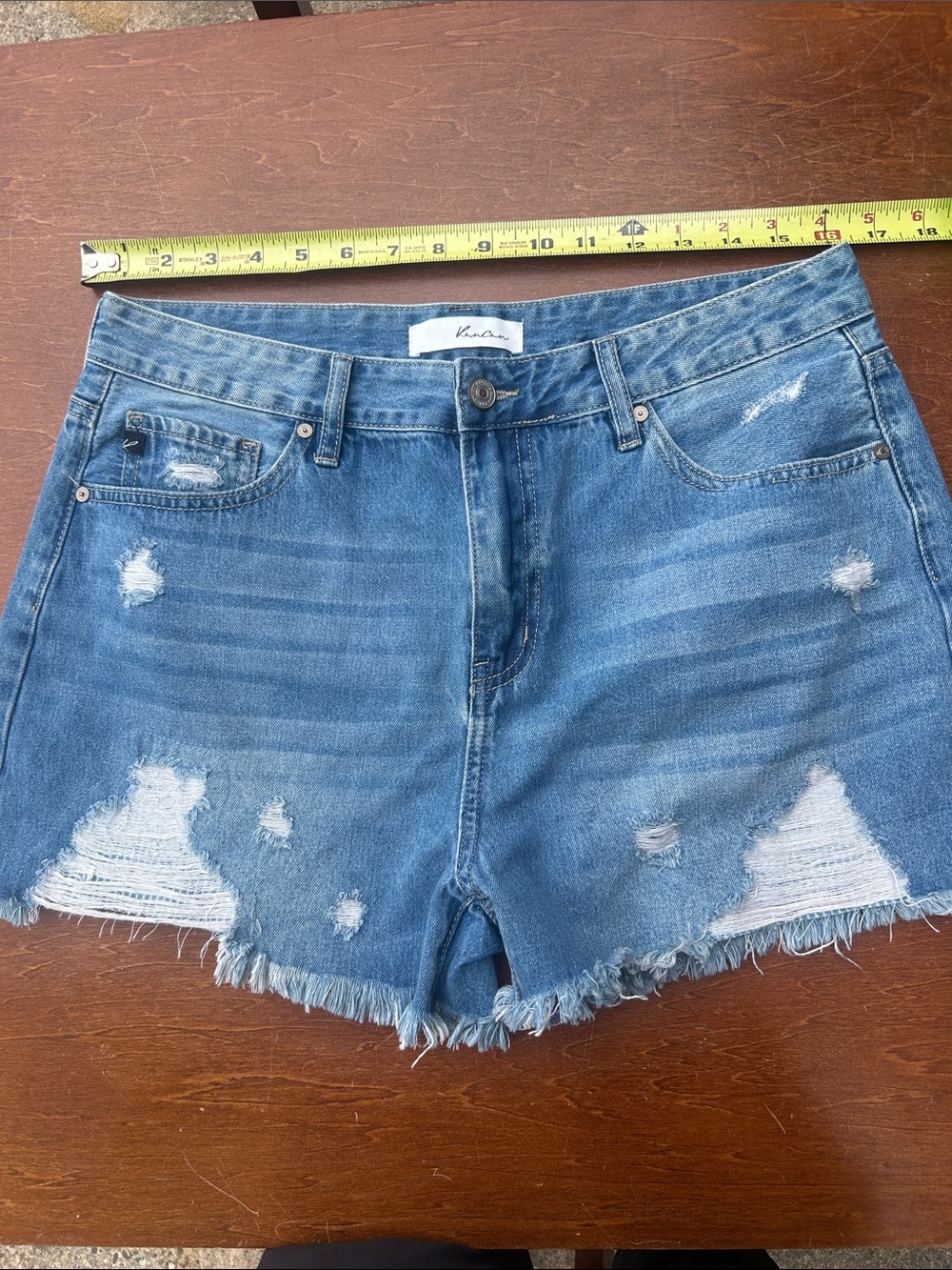 KanCan Distressed Cutoff Jean Shorts - Blue Denim